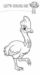 Children's coloring pictures of a cassowary