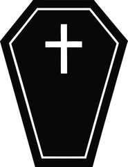 Obraz premium coffin with cross vector icon. Halloween Related Vector Icon.