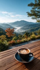 Morning coffee with mountain view