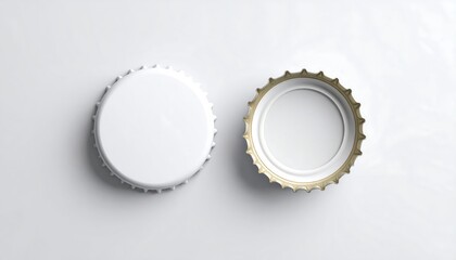 Bottle Caps Overhead on White Surface Minimalist Composition
