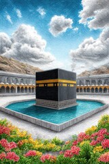 Mosque courtyard scene