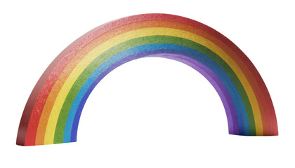 Bright vector illustration of a heart-shaped rainbow, a colorful design element symbolizing nature's spectrum against a white background