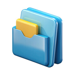 3d render of blue and yellow file folder icon isolated on transparent background