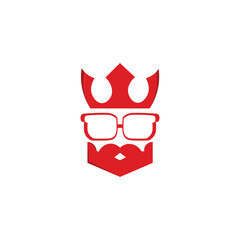 red king logo design wearing glasses