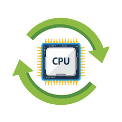 Render Symbol Icon of CPU Chip with Circular Arrows in Gradient Style – suitable for system update, render process, performance optimization concept