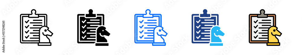 Poster strategy icon set multiple style collection