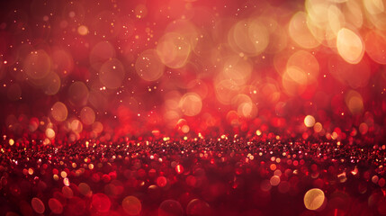 Abstract red bokeh background,This captivating scene showcases a cascade of red sparkles descending against a glowing background