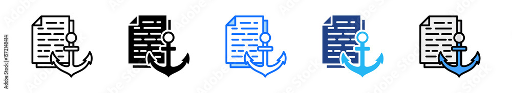 Poster anchor icon set multiple style collection