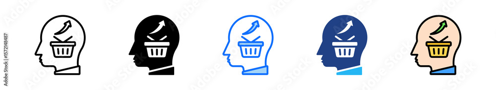 Poster consumer behavior icon set multiple style collection