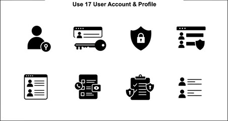 User account and profile security vector icons for web design and mobile app development interface
