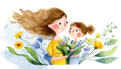 Mother and daughter with flowers (1)