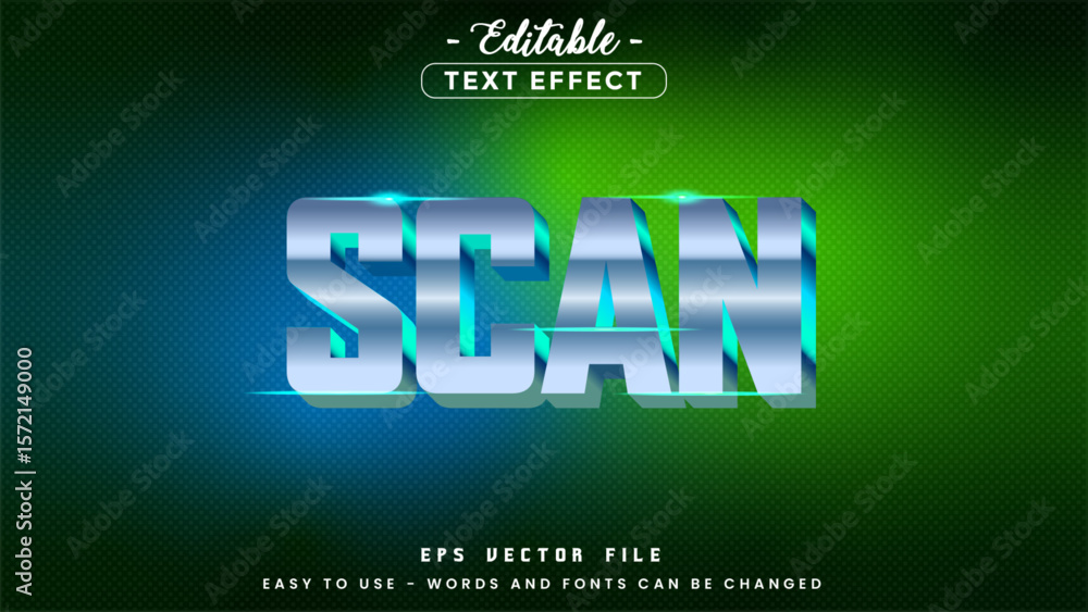 Poster neon scan text, editable text effect.