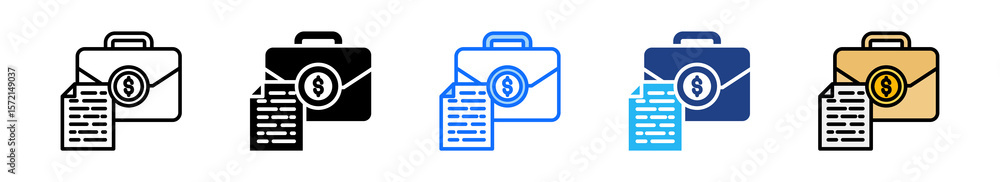 Poster business case icon set multiple style collection