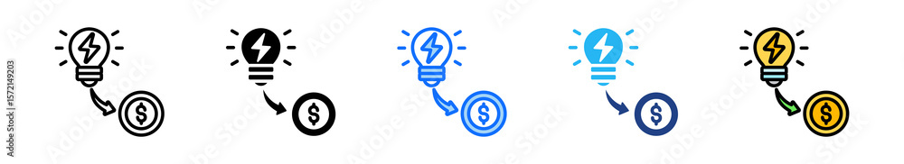 Poster idea make money icon set multiple style collection