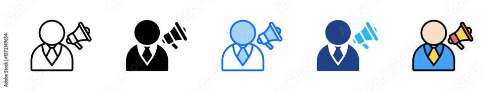 Poster marketing agent icon set multiple style collection