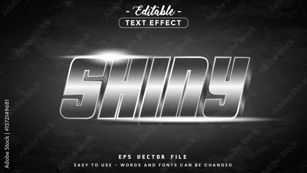 Poster silver shiny text theme editable text effect.