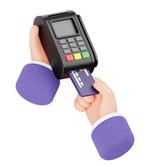 3D Render of POS Terminal with Credit Card