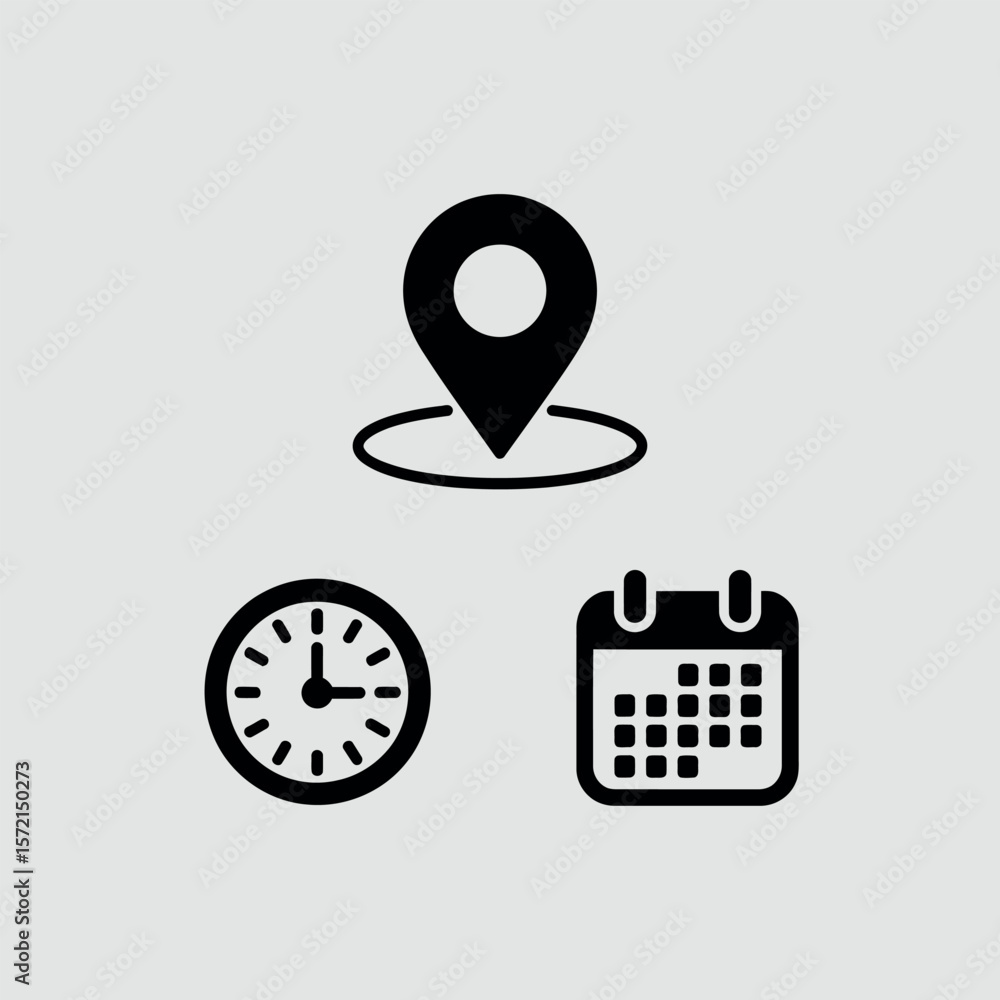 Poster minimalist icon set with basic shapes and colors for graphic design use