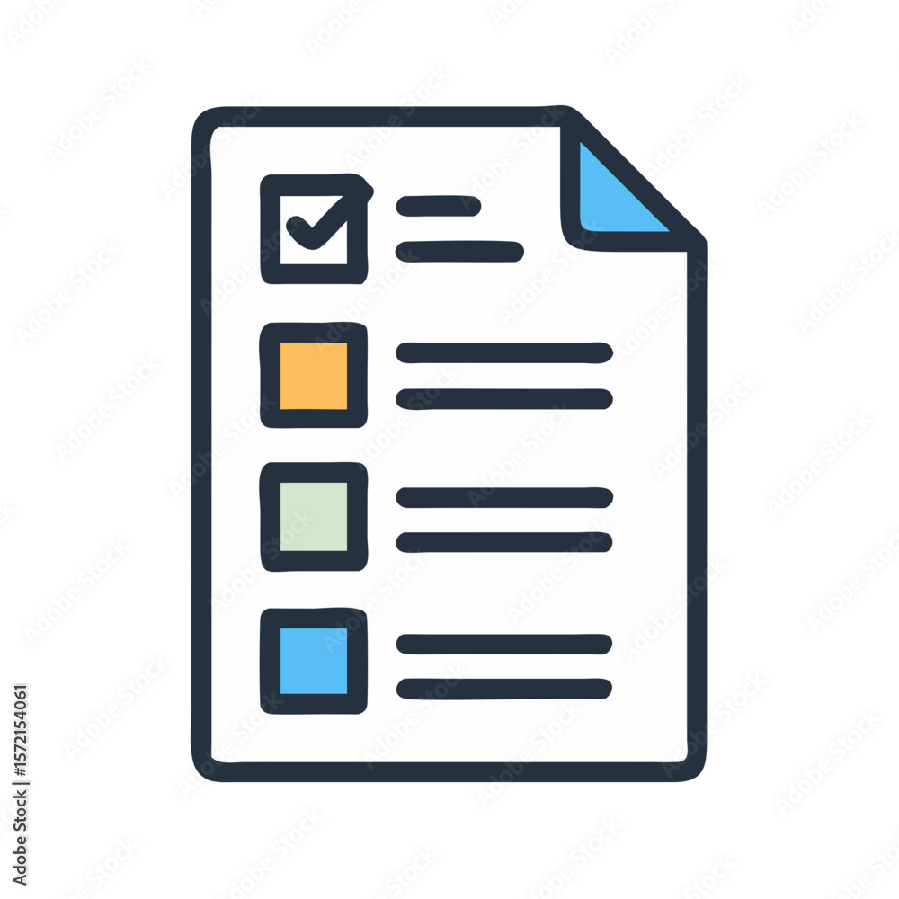 Poster checklist document with various colored check boxes and text