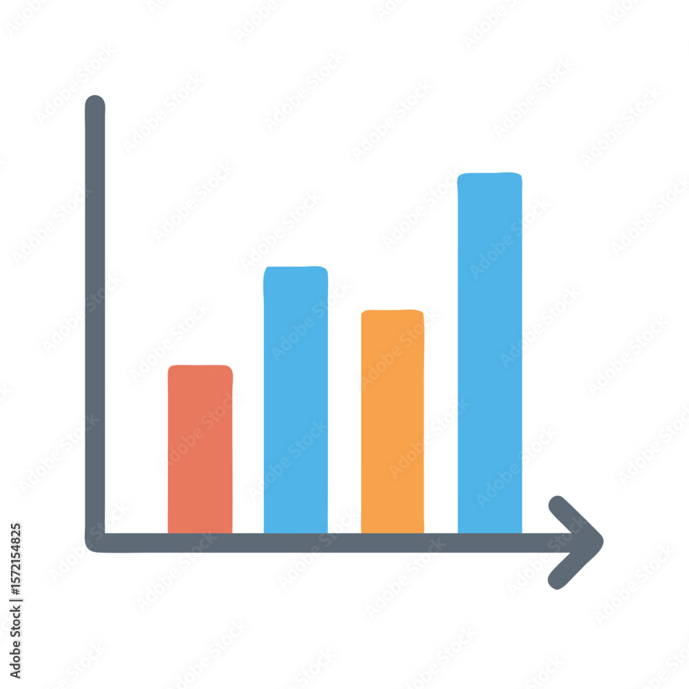 Poster ascending bar graph illustration on white background with colorful columns
