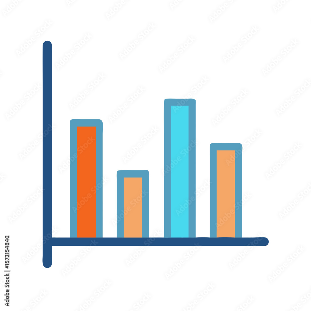 Poster stylized colorful bar graph illustration for data visualization purpose