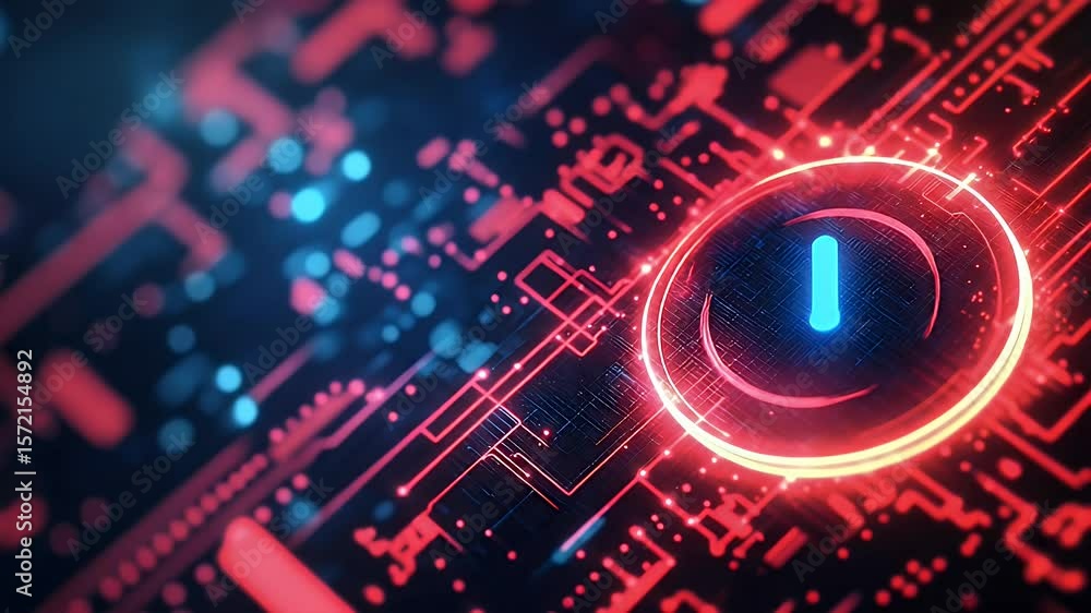 Poster circuit board with glowing power button