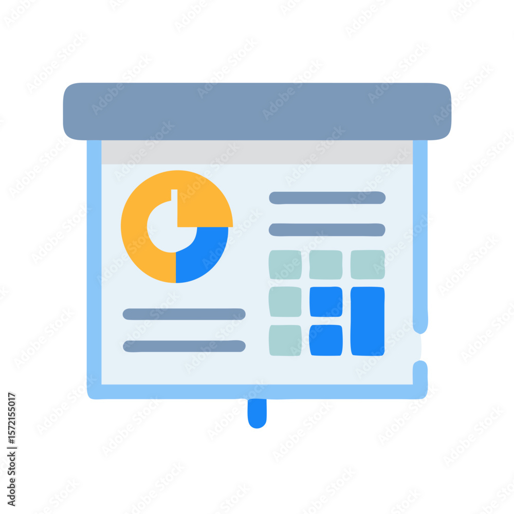 Poster flat design presentation board with statistics and chart elements
