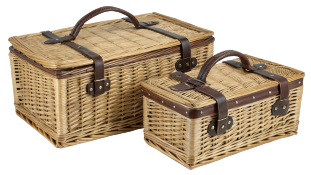 Woven picnic baskets are perfect for outdoor gatherings, adding charm and practicality to any outing