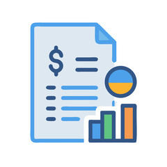 Financial report and business chart illustration showing growth analysis