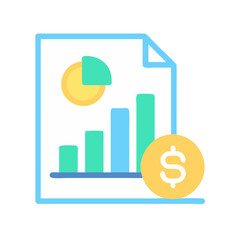 Financial report icon with bar chart and dollar coin