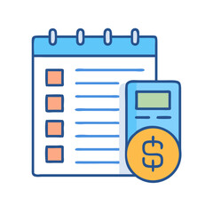 Calendar and dollar coin symbolizing financial planning schedule icon