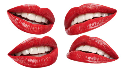 Obraz premium Bright red lips showcase stunning and bold aesthetic, perfect for enhancing beauty and making statement