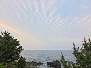 Peaceful natural landscape, sky and sea and clouds calm and beautiful seascape background, Yeongdeok sea, South Korea - 평화로운 자연 풍경, 수평선, 하늘과 바다와 구름 고요하고 아름다운 바다 풍경 배경, 영덕바다, 한국
