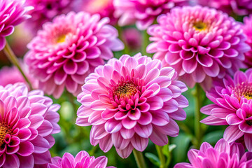 Brilliant Macro View of Pink Chrysanthemums in Full Bloom, Generative AI
