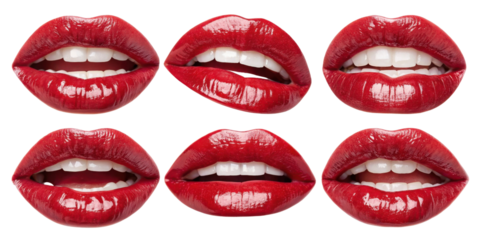 Glossy red lips showcase vibrant and alluring appearance, enhancing beauty and confidence in every expression