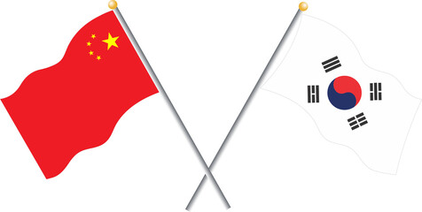 South Korea and China flag