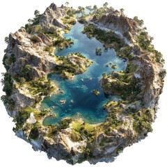 Scenic Landscape with Crystal Clear Water and Natural Island Features