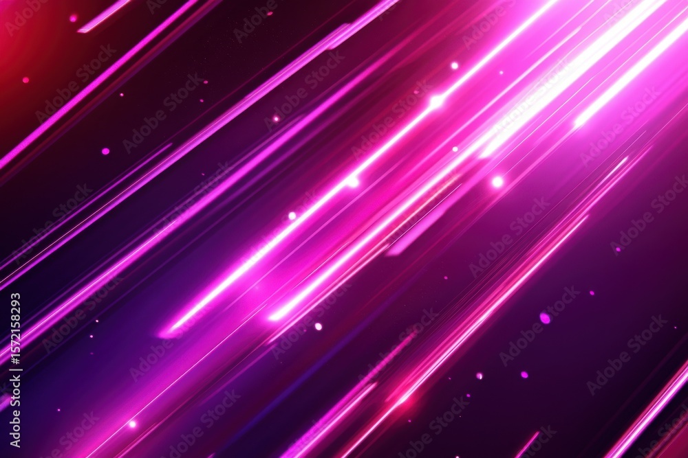 Aufkleber diagonal pink lines with bright glow and small dots scattered on a dark background abstract design