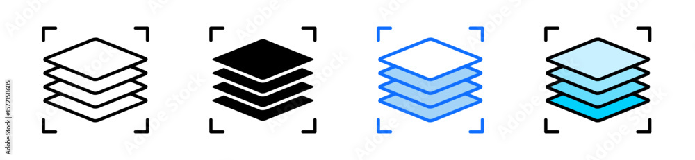 Poster layers icon set multiple style collection