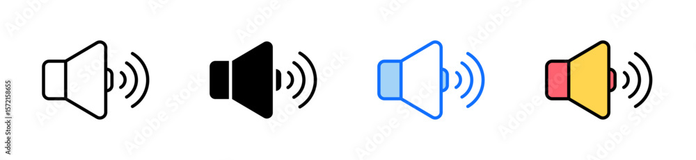 Poster speaker icon set multiple style collection