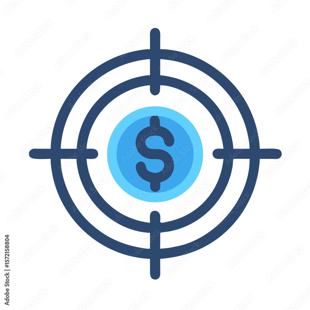 Poster dollar coin inside the target center conceptual symbol image