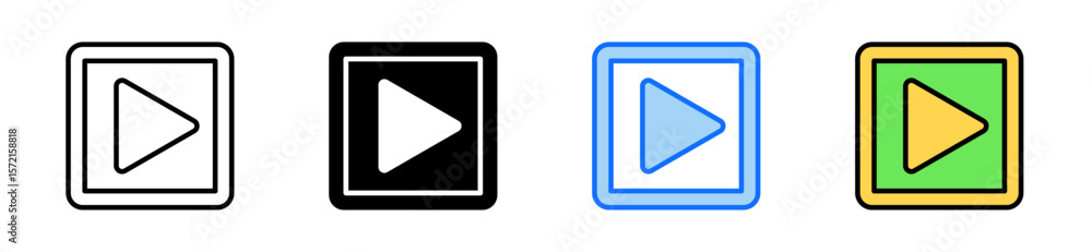 Aufkleber play button icon set multiple style collection
