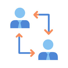 Abstract exchange icon showing process and communication flow well