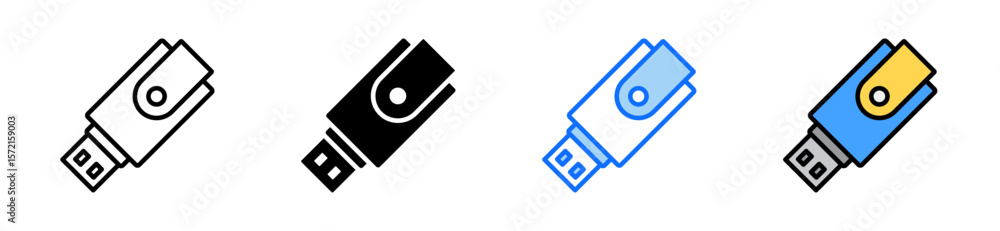 Poster pendrive icon set multiple style collection