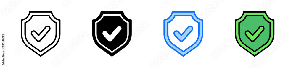 Poster shield icon set multiple style collection