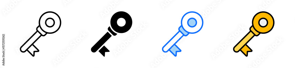 Poster key icon set multiple style collection