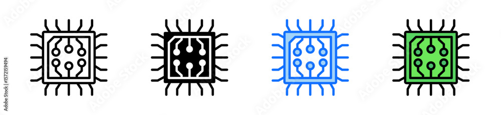 Aufkleber cpu icon set multiple style collection