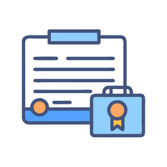 Business Report Document with Case Icon on White Background