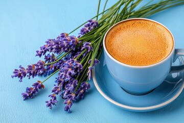Lavender and Cappuccino A Calming Blue Still Life