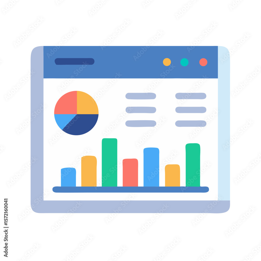 Poster Web page financial data visualization with pie and bar chart